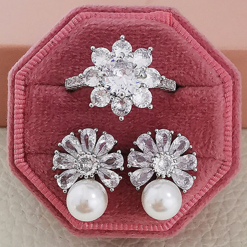 2pcs Pack silver color bride Jewelry set Snowflakes Engagement ring round stud earring for Wedding christmas gift party J7078
2pcs Pack silver color bride Jewelry set Snowflakes Engagement ring round stud earring for Wedding christmas gift party J7078