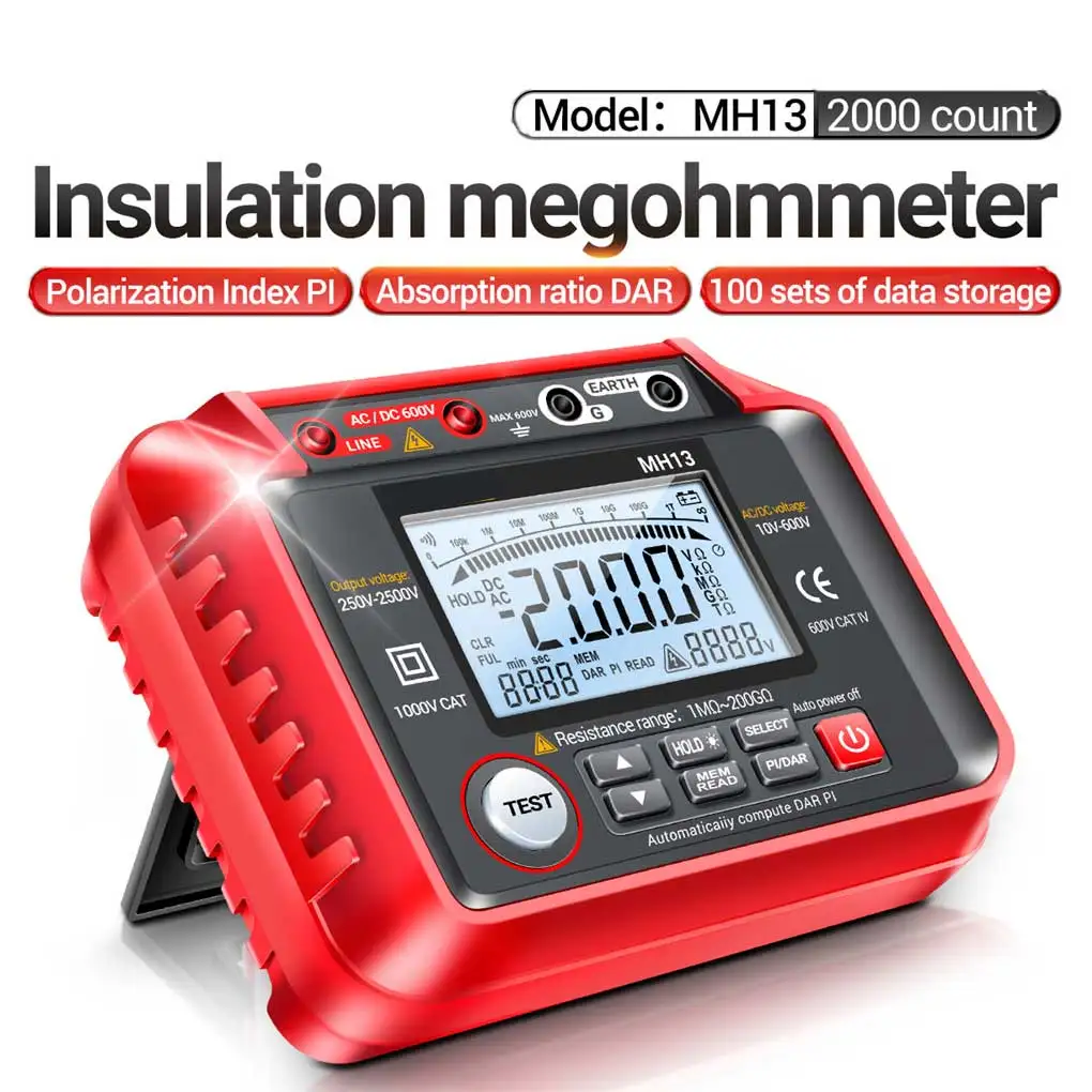 

Digital Meters Tester Resistance Insulation Voltage Megohmmeter Adjustable Supplies Tool Earth Detect Accessories