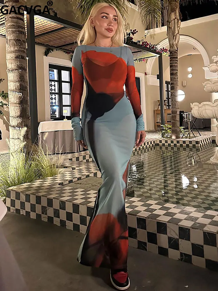 GACVGA Sexy Mesh Printed See-Throug Slit Women's Maxi Dress Fashion Sheer Slim Ladies Party Bodycon Long Dress
GACVGA Sexy Mesh Printed See-Throug Slit Women's Maxi Dress Fashion Sheer Slim Ladies Party Bodycon Long Dress
