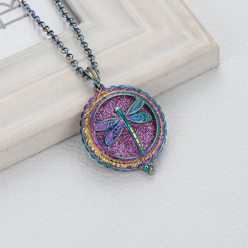 

Dragonfly Shape 30mm Color Coating Aromatherapy Accessories Pendant Perfume Essential Oil Diffuser Locket Women Necklace Jewelry