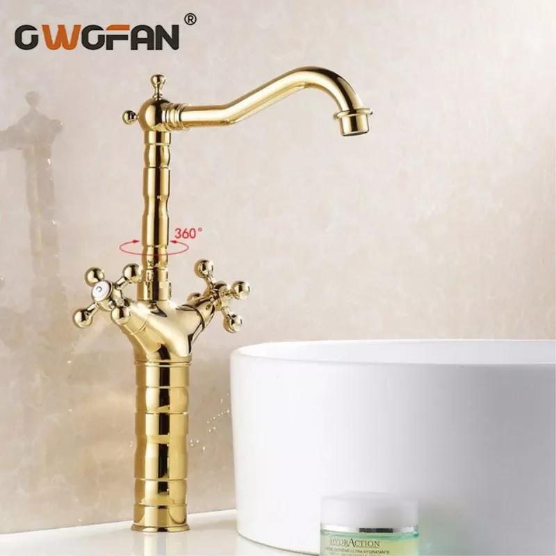 Bathroom Antique Basin Faucets High Arch Dual Cross Handle Gold Faucet Deck Mounted Mixer Water Tap Bathroom Sink Taps HJ-6712
Bathroom Antique Basin Faucets High Arch Dual Cross Handle Gold Faucet Deck Mounted Mixer Water Tap Bathroom Sink Taps HJ-6712