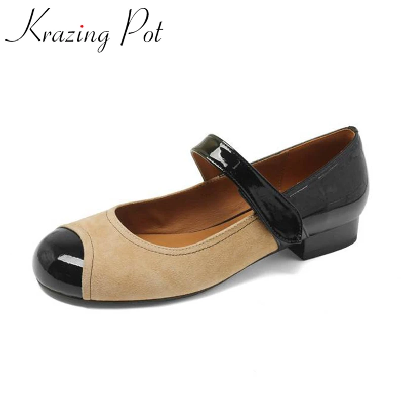 Krazing Pot New Cow Split Leather Round Toe Low Heels Mary Janes Large Size 44 Simple Style Daily Wear Sweet Loop Maiden Pumps
Krazing Pot New Cow Split Leather Round Toe Low Heels Mary Janes Large Size 44 Simple Style Daily Wear Sweet Loop Maiden Pumps