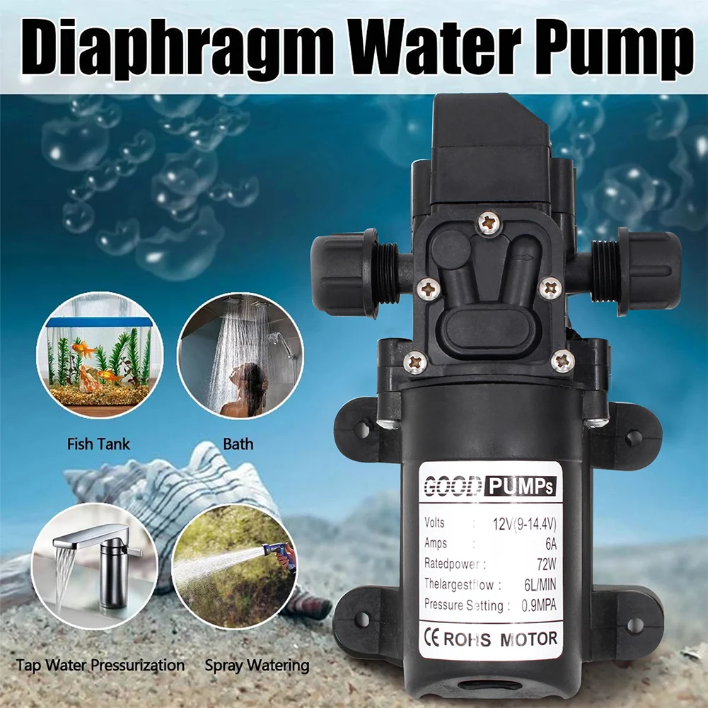 

DC12V 6A 72W 6L/min Agricultural Micro Electric Diaphragm Water Pump Self-Priming High Pressure Sprayer for Car Washing Spray