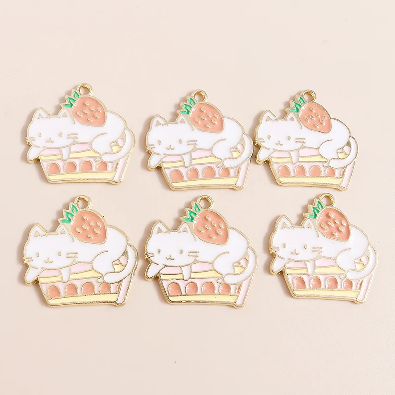 10pcs Enamel Strawberry Cake Cat Charm for Jewelry Making Kawaii Anime Earring Pendant Bracelet Accessories Craft Supplies
10pcs Enamel Strawberry Cake Cat Charm for Jewelry Making Kawaii Anime Earring Pendant Bracelet Accessories Craft Supplies