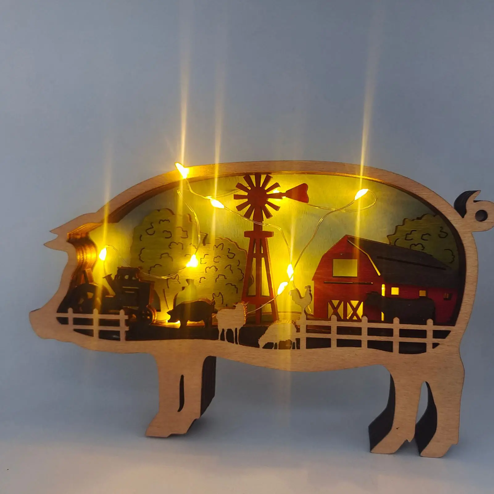 Handmade Wooden 3D Cow Pig Animal Carving Handcraft With Light Decor For Home Christmas Ornament New Year 2022Xmas Navidad Gift
Handmade Wooden 3D Cow Pig Animal Carving Handcraft With Light Decor For Home Christmas Ornament New Year 2022Xmas Navidad Gift