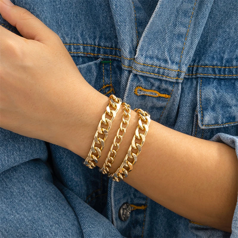 Ailodo 3 Pcs/Set Cuban Link Chain Bracelets For Women Gold Silver Color Punk Bracelets Party Wedding Fashion Jewelry Girls Gift
Ailodo 3 Pcs/Set Cuban Link Chain Bracelets For Women Gold Silver Color Punk Bracelets Party Wedding Fashion Jewelry Girls Gift