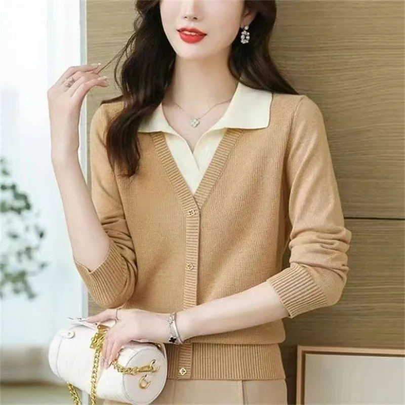 Autumn new lapel western-style top knitted bottoming shirt fashion knitted cardigan top
Autumn new lapel western-style top knitted bottoming shirt fashion knitted cardigan top