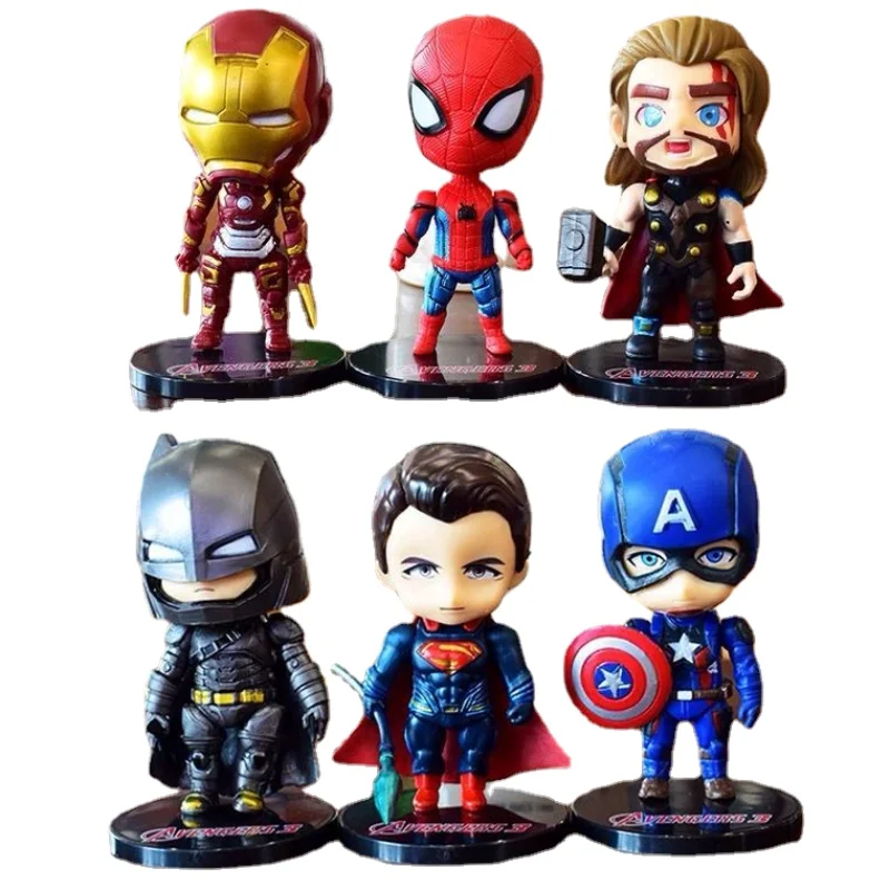 

Avengers hand-run cartoon Iron Man Captain America Spiderman Thor doll model Q version decoration animation creative toy gift