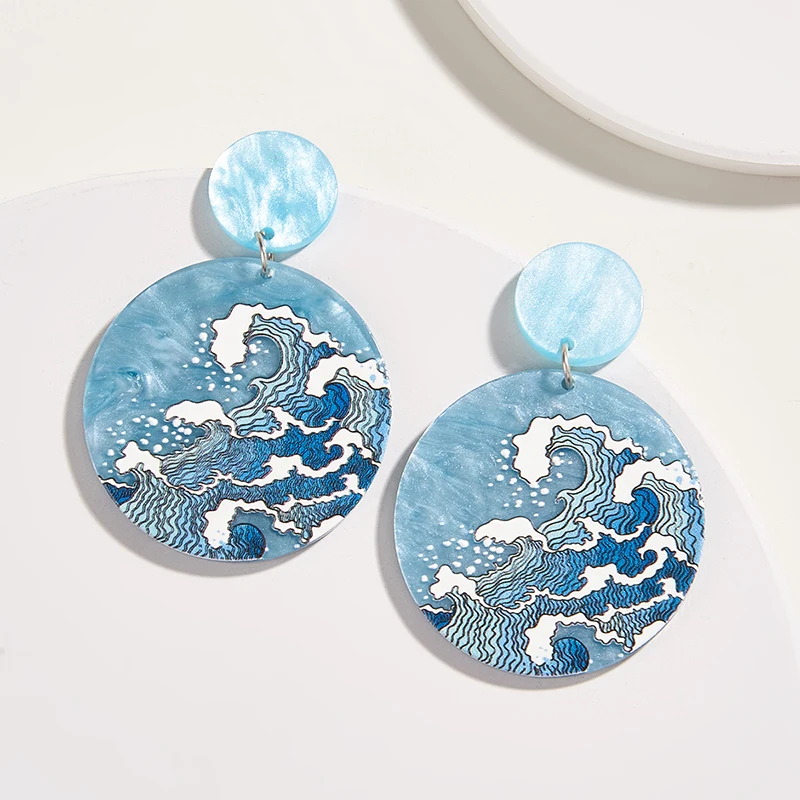 Korean Round Acrylic Lake Blue Earrings For Women Sky Sea Color Cute Round Sea Wave Drop Earrings Circle Jewelry
Korean Round Acrylic Lake Blue Earrings For Women Sky Sea Color Cute Round Sea Wave Drop Earrings Circle Jewelry
