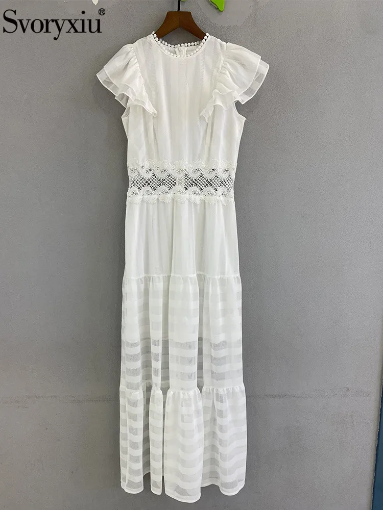 Svoryxiu Summer Designer Fashion Vintage Minimalist Dress Women Butterfly Sleeve Lace Hollow out High Waist Vacation Long Dress
Svoryxiu Summer Designer Fashion Vintage Minimalist Dress Women Butterfly Sleeve Lace Hollow out High Waist Vacation Long Dress