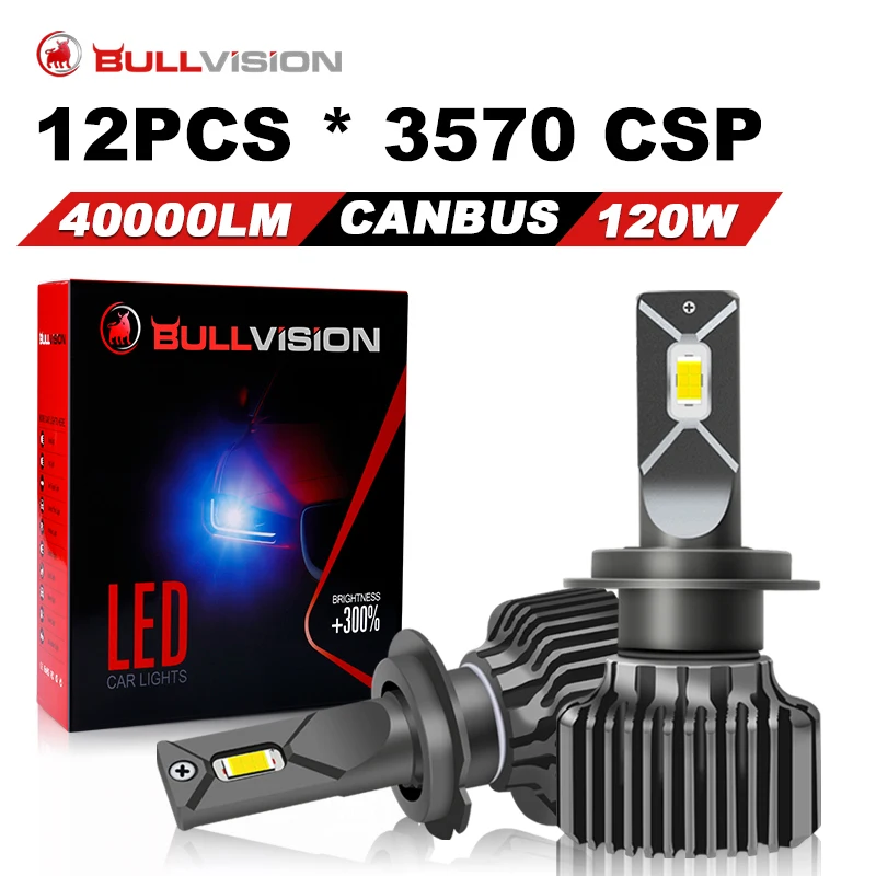 

H7 LED Canbus Car Headlights Bulbs 40000LM H4 H1 HB3 9005 HB4 9006 H11 6000K 3570 CSP LED 120W High Power Auto Lamp for VW Ford