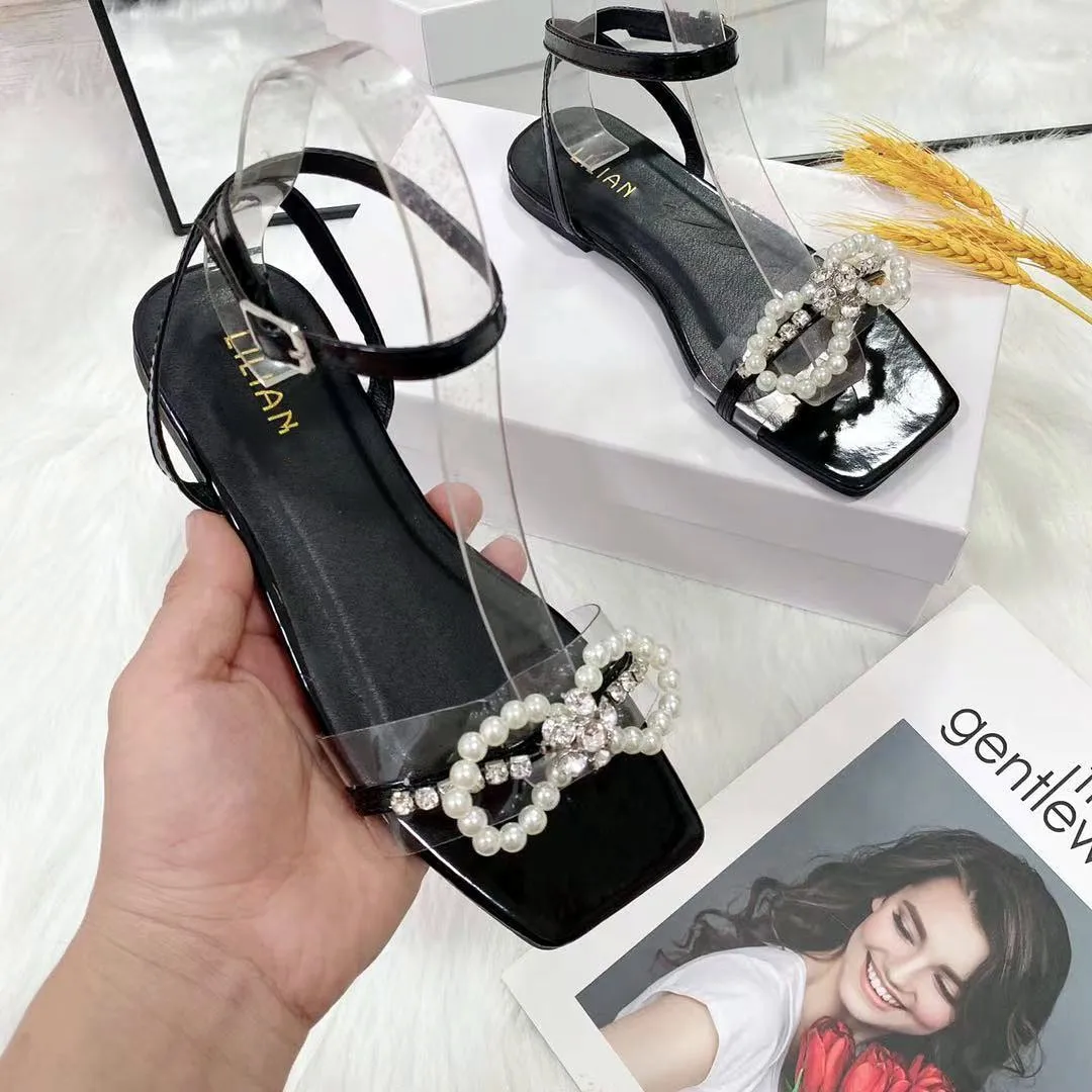 Fashion Pearl Sandals Summer Women Flat Beach Sandals Rhinestone Women's Shoes Outdoor Leisure Plus Size 35-43 Sandalias Mujer
Fashion Pearl Sandals Summer Women Flat Beach Sandals Rhinestone Women's Shoes Outdoor Leisure Plus Size 35-43 Sandalias Mujer