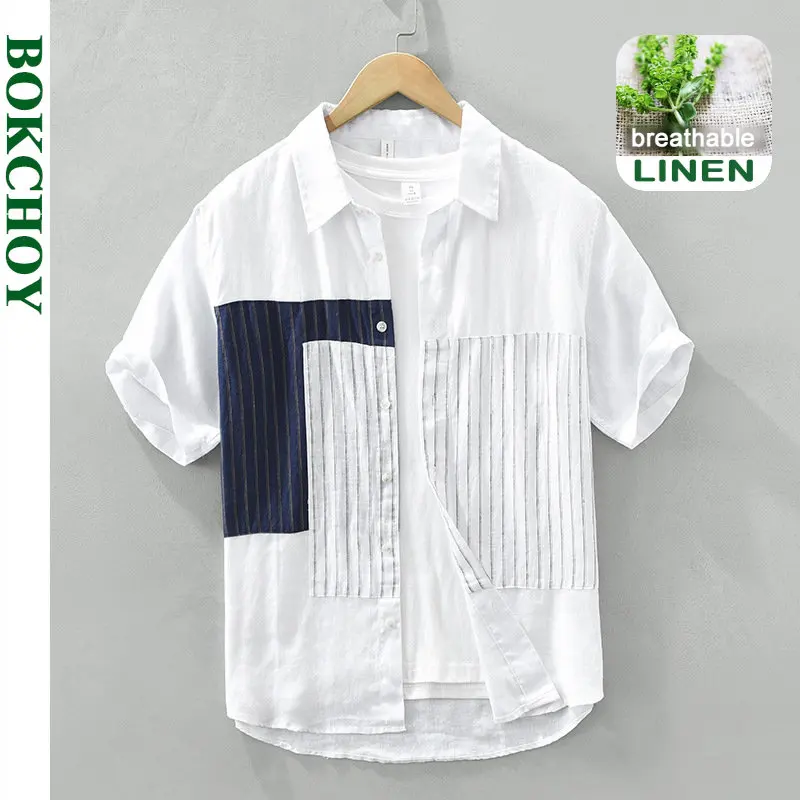 2023 Summer New Breathable Striped Shirt for Men Clothing Pure Linen Short Sleeve Loose Streetwear C3707
2023 Summer New Breathable Striped Shirt for Men Clothing Pure Linen Short Sleeve Loose Streetwear C3707