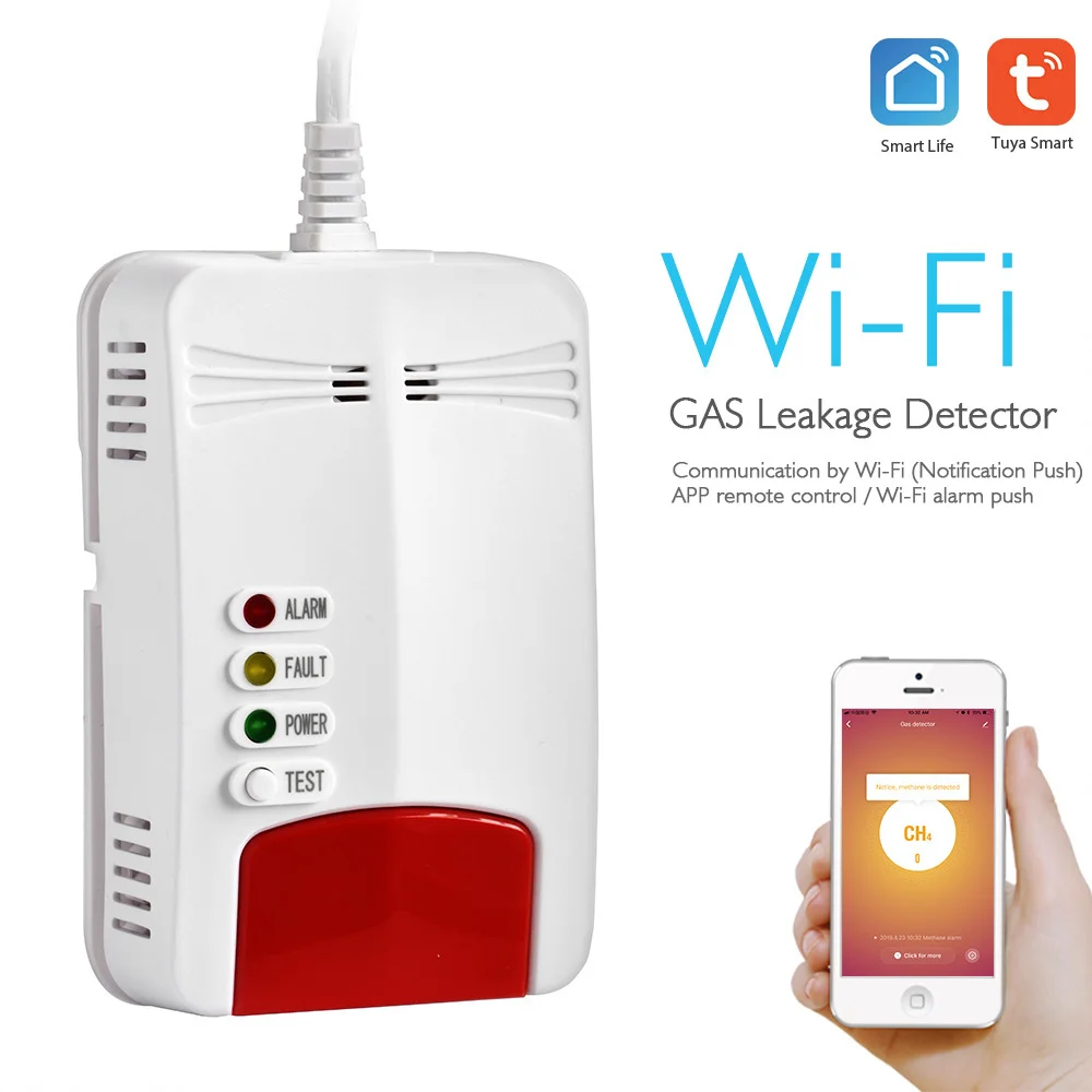 Combustible Methane LPG Natural Gas Leak Detector WIFI Tuya Smart Home Gas Leakage Alarm APP Notifies for Security Warning
Combustible Methane LPG Natural Gas Leak Detector WIFI Tuya Smart Home Gas Leakage Alarm APP Notifies for Security Warning
