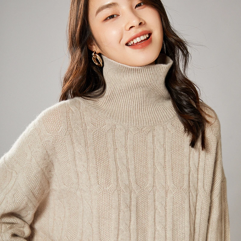 Autumn Winter High Collar Sweater Women's Clothes 100% Wool Thickened Loose Turtleneck Pullover 2021 New Fashion Knitted Jum
Autumn Winter High Collar Sweater Women's Clothes 100% Wool Thickened Loose Turtleneck Pullover 2021 New Fashion Knitted Jum