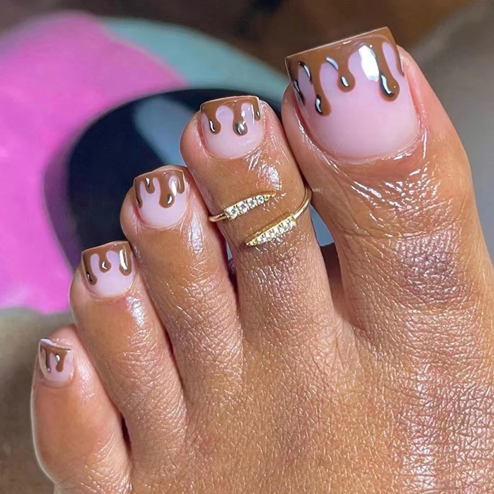 24pcs Fake Toenails Flowing Chocolate French Foot Nail Sticker Summer Detachable Press On False Toenails Manicure Feet Nail Tips
24pcs Fake Toenails Flowing Chocolate French Foot Nail Sticker Summer Detachable Press On False Toenails Manicure Feet Nail Tips