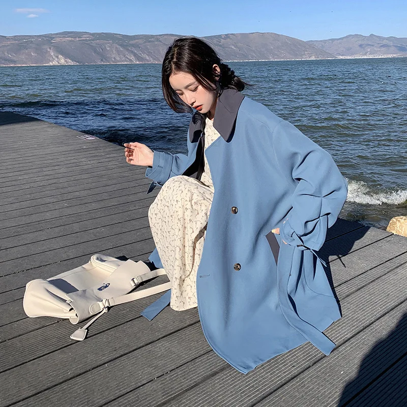 Korean Fashion Stitching Contrast Color Trench Coat Women's Mid-length 2022 Spring and Autumn British Style Casual Coat Women 
Korean Fashion Stitching Contrast Color Trench Coat Women's Mid-length 2022 Spring and Autumn British Style Casual Coat Women