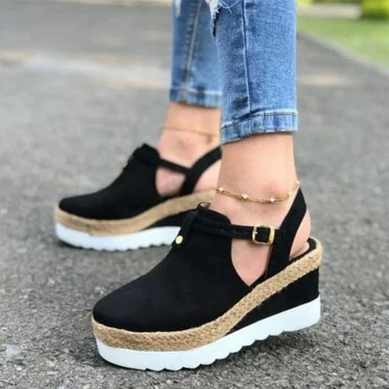 Sandals Women's Wedges Platform Ladies Ankle Buckle Strap Female Hemp Slingbacks Non Slip Woman Shoes Summer Plus Size
Sandals Women's Wedges Platform Ladies Ankle Buckle Strap Female Hemp Slingbacks Non Slip Woman Shoes Summer Plus Size