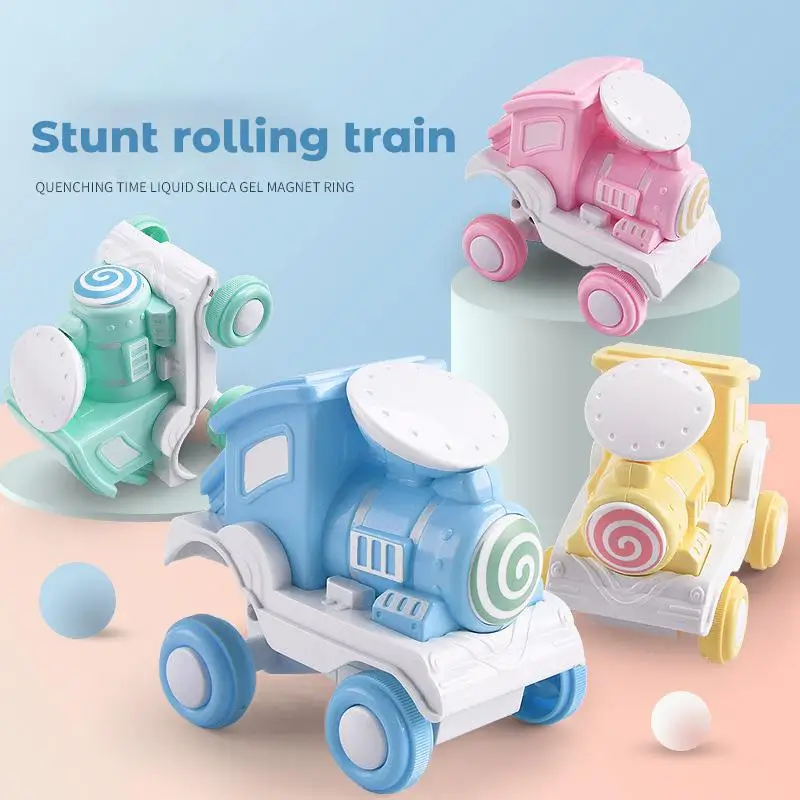 

1PC Press 360 Dgree Tumbling Pull Back Train Kids Boys Girls Toys Children's Toy Car Boy Baby Inertia Stunt Dump Car Train