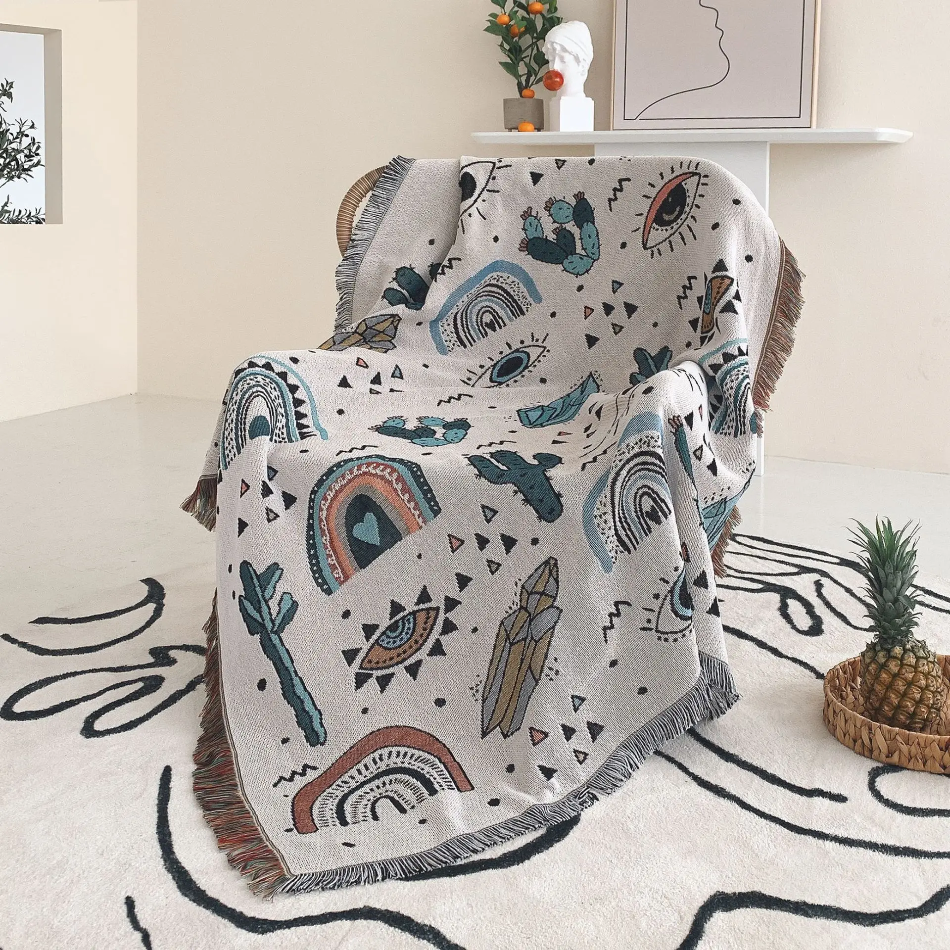 Sofa Blanket Throw Bohemian Chair Cover Towel Soft Cotton Tapestry Tablecloth Family Decoration Boho Style Festival Gift
Sofa Blanket Throw Bohemian Chair Cover Towel Soft Cotton Tapestry Tablecloth Family Decoration Boho Style Festival Gift