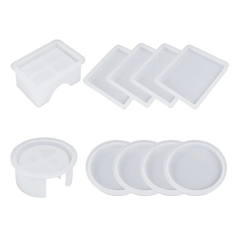 

Silicone Coaster Molds Kit Epoxy Resin Coaster Mold DIY Crystal Epoxy Mould Home Decoration for Resin Casting Handcraft