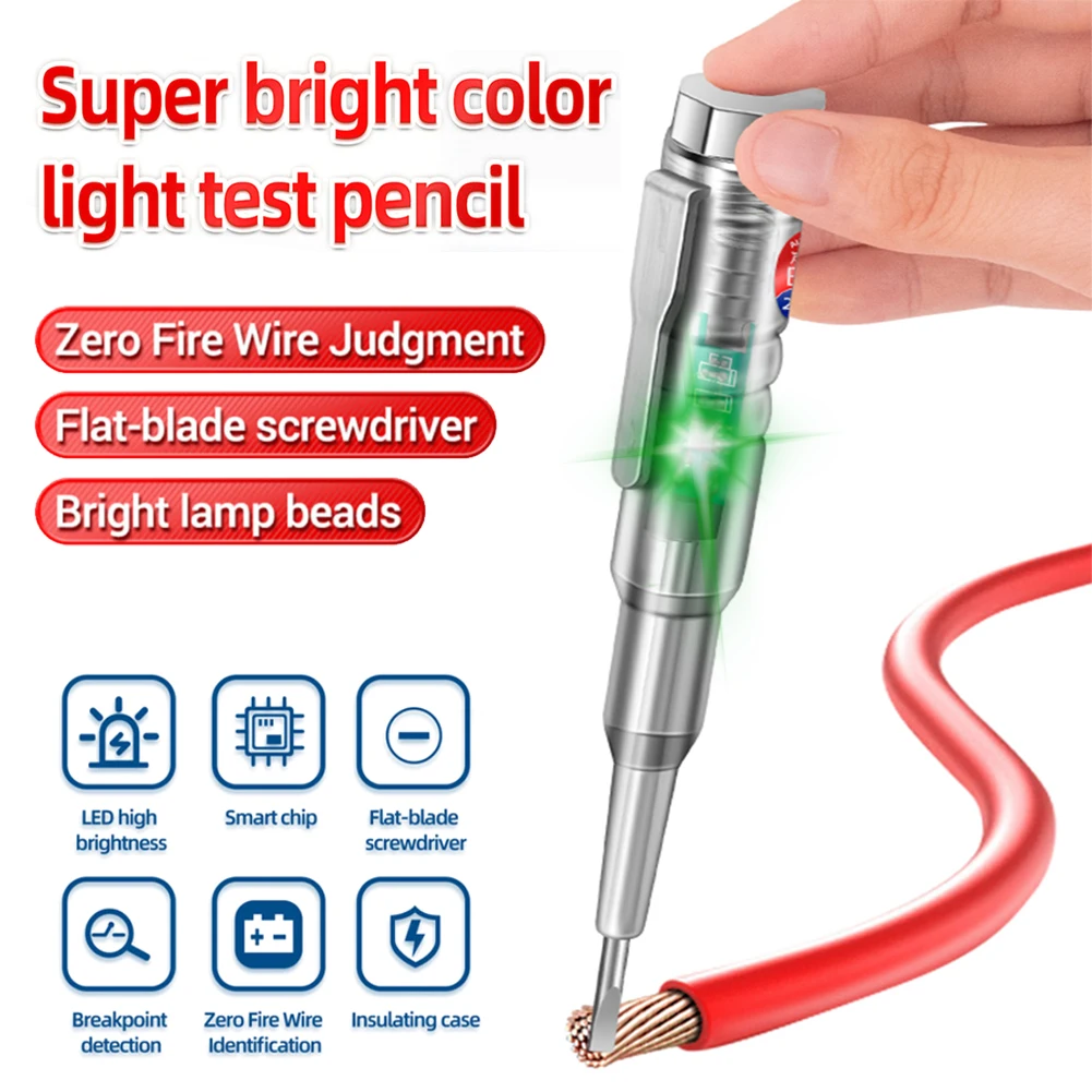 Digital Voltage Detector Test Pen 24-250V Electric Screwdriver Probe with Dual-color Indicator Light/Sound Alarm Digital Tester
Digital Voltage Detector Test Pen 24-250V Electric Screwdriver Probe with Dual-color Indicator Light/Sound Alarm Digital Tester