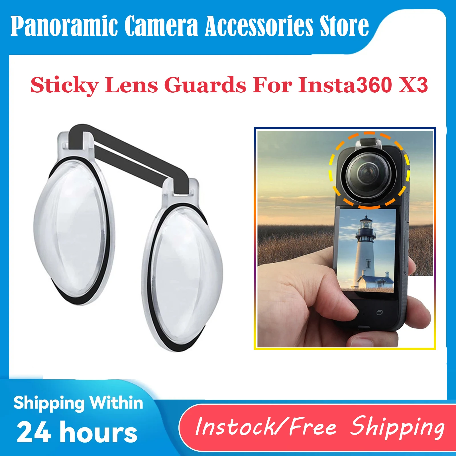 

For Insta360 X3 Sticky Lens Guards Snap Scratch Resistant Dust Protective Cover for Insta360 One X3 Panoramic Camera Accessories