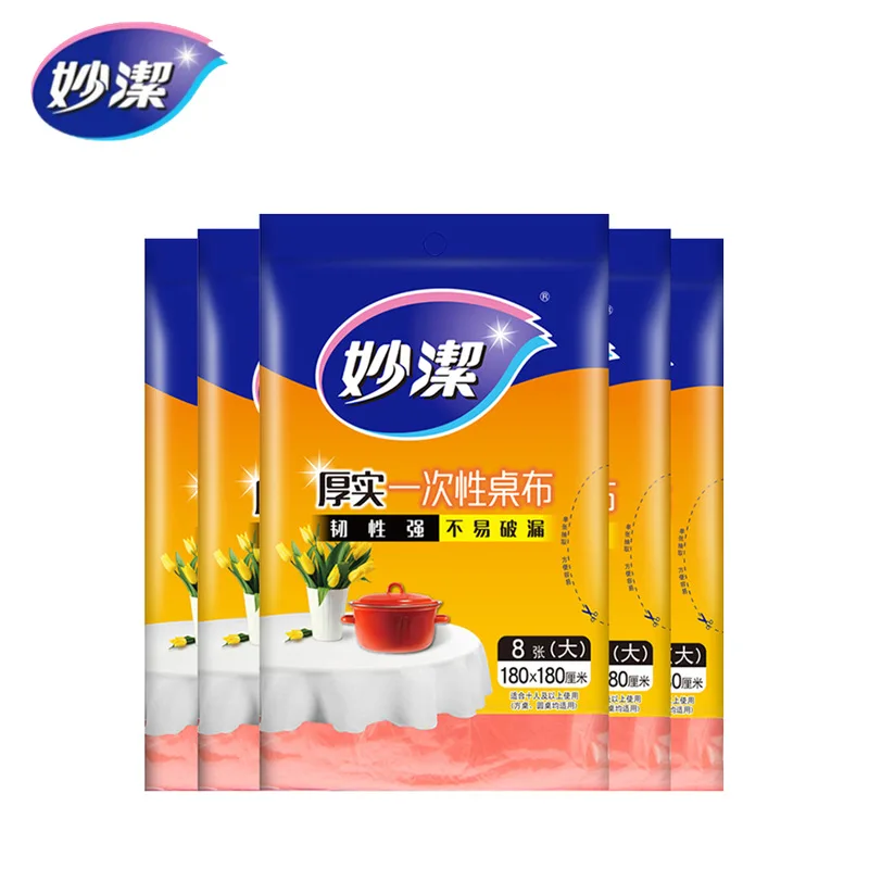 Прозрачная плотная прочная пластиковая пленка Miaojie для дома, красная и белая скатерть, одноразовая скатерть