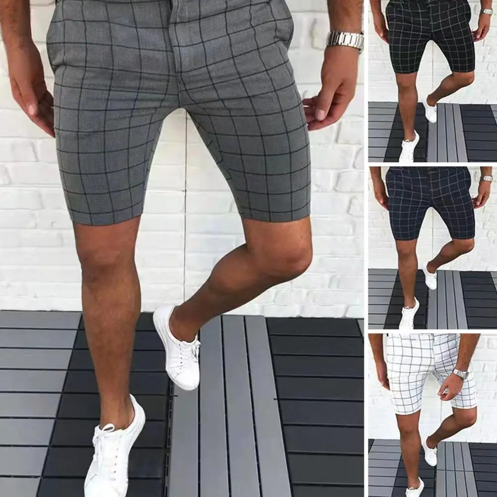 Men Summer Shorts Plaid Print Knee Length Business Shorts Pockets Button Zipper Closure Shorts Slim Fit Breathable Male Shorts
Men Summer Shorts Plaid Print Knee Length Business Shorts Pockets Button Zipper Closure Shorts Slim Fit Breathable Male Shorts