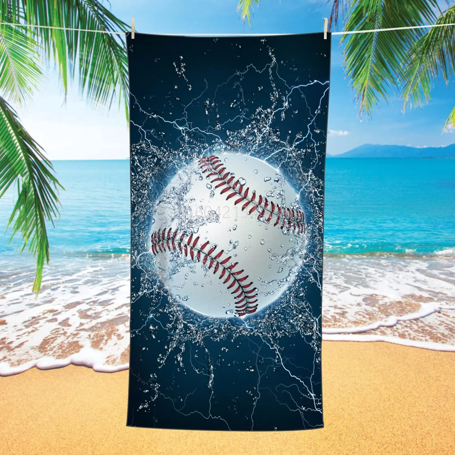 

Пляжное полотенце из микрофибры, быстросохнущее, легкое банное полотенце для плавания, пляжное полотенце с принтом бейсбола, s (бейсбольное ...