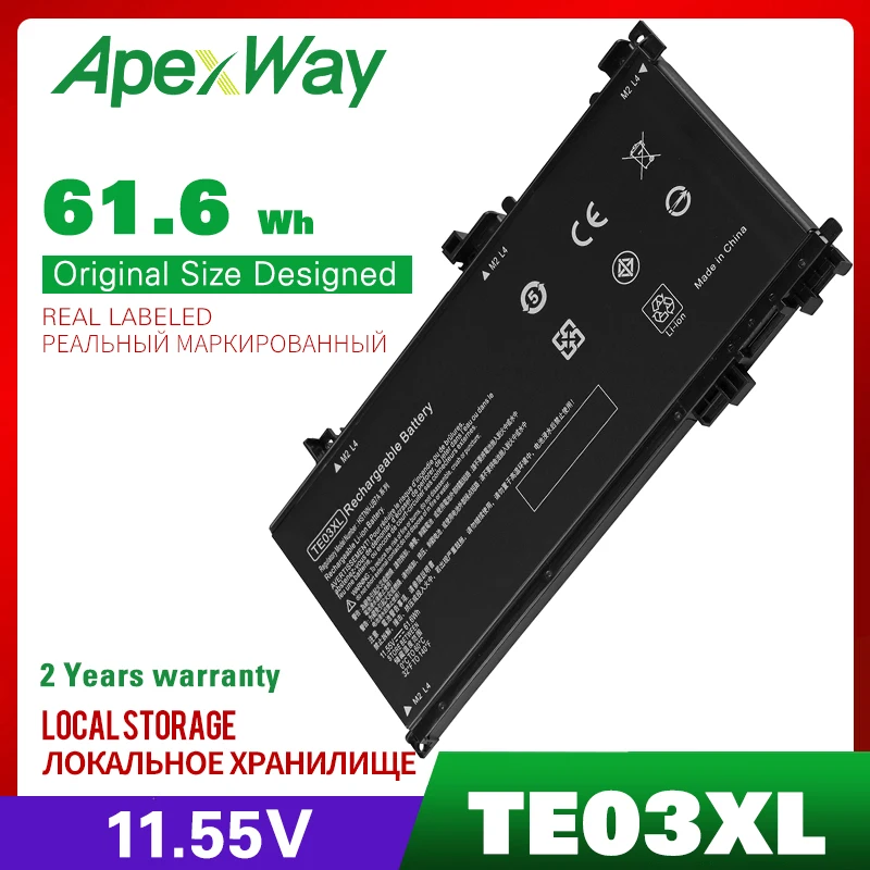 Аккумуляторная батарея Apexway TE03XL для ноутбука HP OMEN 15-bc011TX 15-bc012TX 15-bc013TX 15-AX015TX AX017TX TPN-Q173 849910-850
Аккумуляторная батарея Apexway TE03XL для ноутбука HP OMEN 15-bc011TX 15-bc012TX 15-bc013TX 15-AX015TX AX017TX TPN-Q173 849910-850