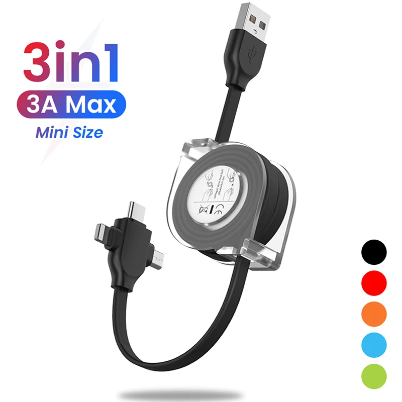 3 In 1 Micro USB Type C Cable Mobile Phone USB Charge Wire Retractable Portable Charger Cord For iPhone 13 Samsung Xiaomi Huawei
3 In 1 Micro USB Type C Cable Mobile Phone USB Charge Wire Retractable Portable Charger Cord For iPhone 13 Samsung Xiaomi Huawei