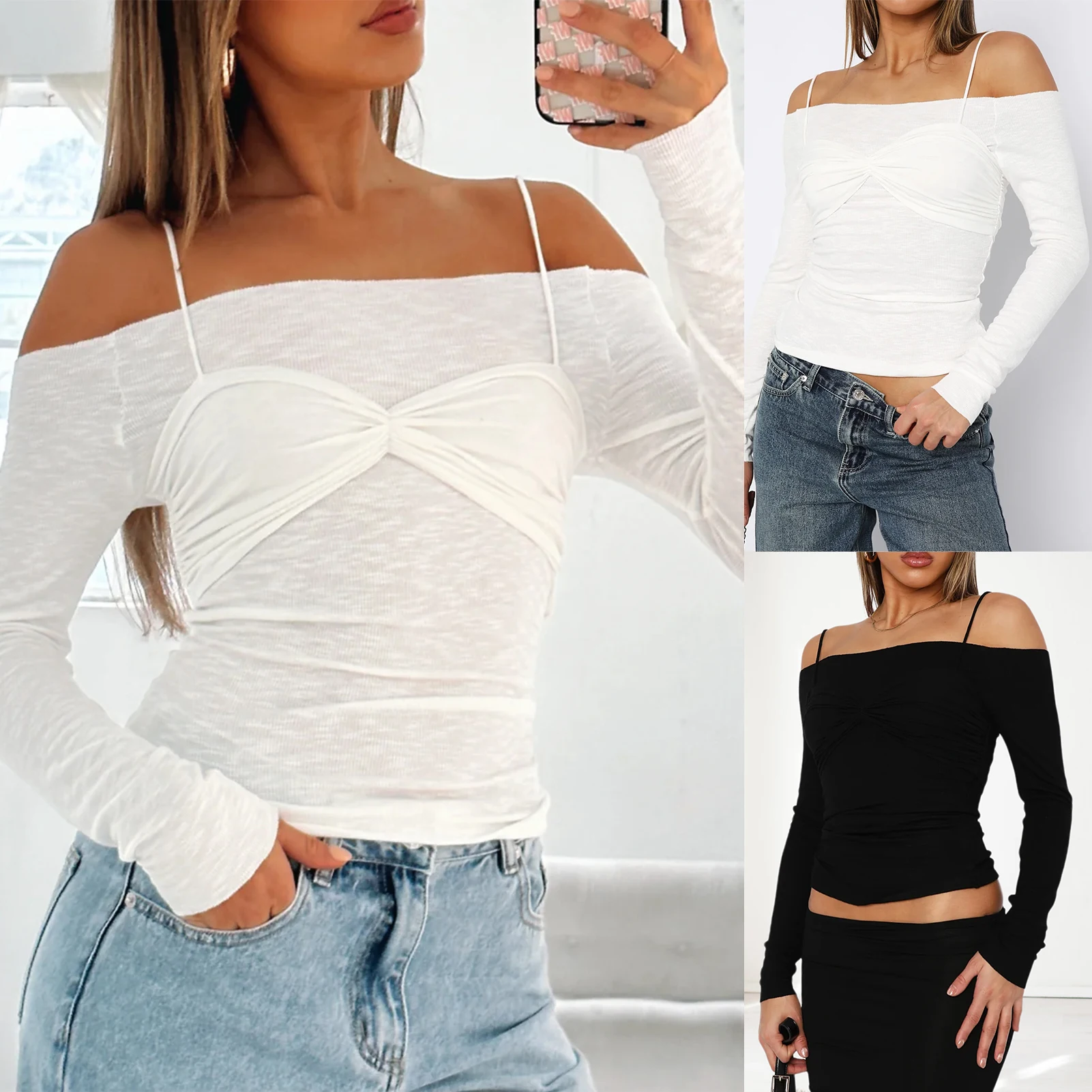 Women Long Sleeve Top Solid Color Ladies Summer Casual Top Slim Fit Sexy Style See Through Slash Neck Streetwear Outfit
Women Long Sleeve Top Solid Color Ladies Summer Casual Top Slim Fit Sexy Style See Through Slash Neck Streetwear Outfit