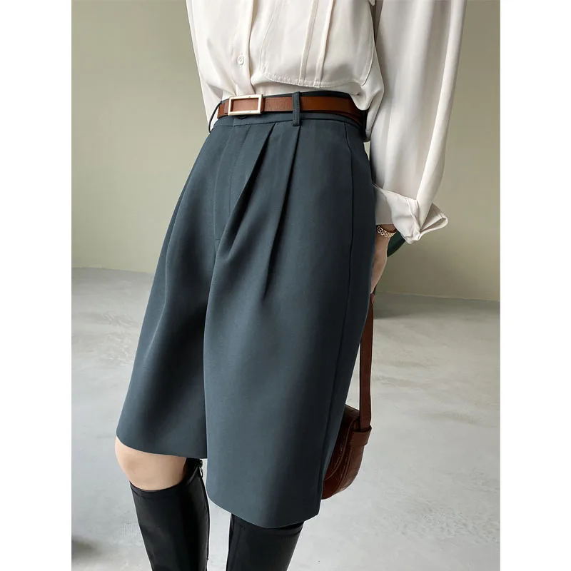 Women Suit Shorts High Waist Straight Trousers Women's Spring Autumn Korean Style Loose Casual Solid Color Knee Length Pants 596
Women Suit Shorts High Waist Straight Trousers Women's Spring Autumn Korean Style Loose Casual Solid Color Knee Length Pants 596