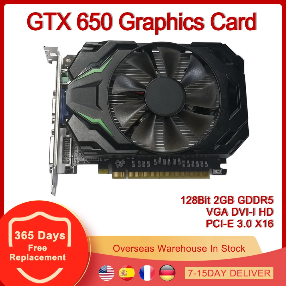 

GTX 650 Graphics Card 128Bit 2GB GDDR5 PCI-E 3.0 X16 VGA DVI-I HD Video Cards for Nvidia GeForce GTX650 2G 128 Bit