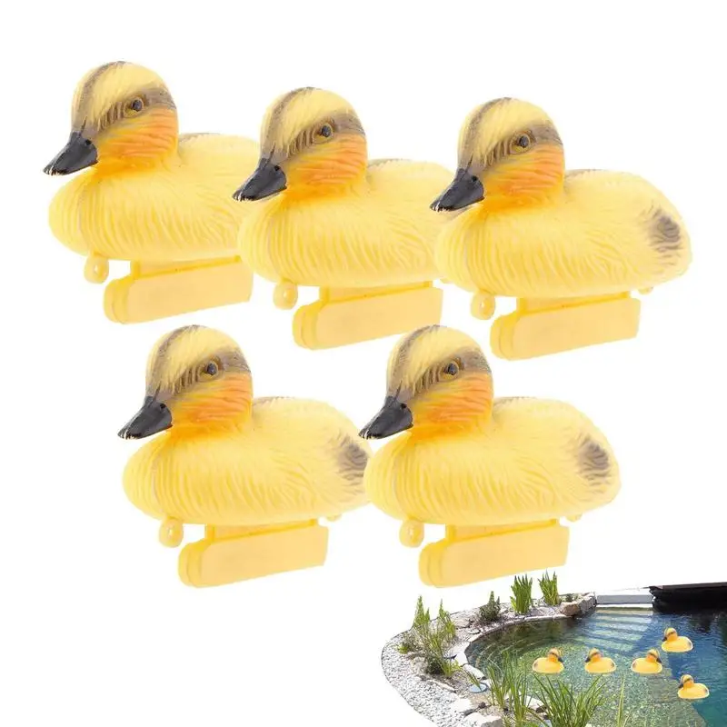 

Duck Decoy 5 PCS Realistic Yellow Duck Pond Statue Float Squeaky Sound Duck Cute Floating Duckling Decoy Decor For Lake Pond