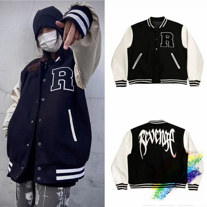 Revenge Wool Varsity Jacket Men Women Embroidered Leather Sleeves Stitching Baseball Uniform XXXtentacion Clothes Jackets
Revenge Wool Varsity Jacket Men Women Embroidered Leather Sleeves Stitching Baseball Uniform XXXtentacion Clothes Jackets