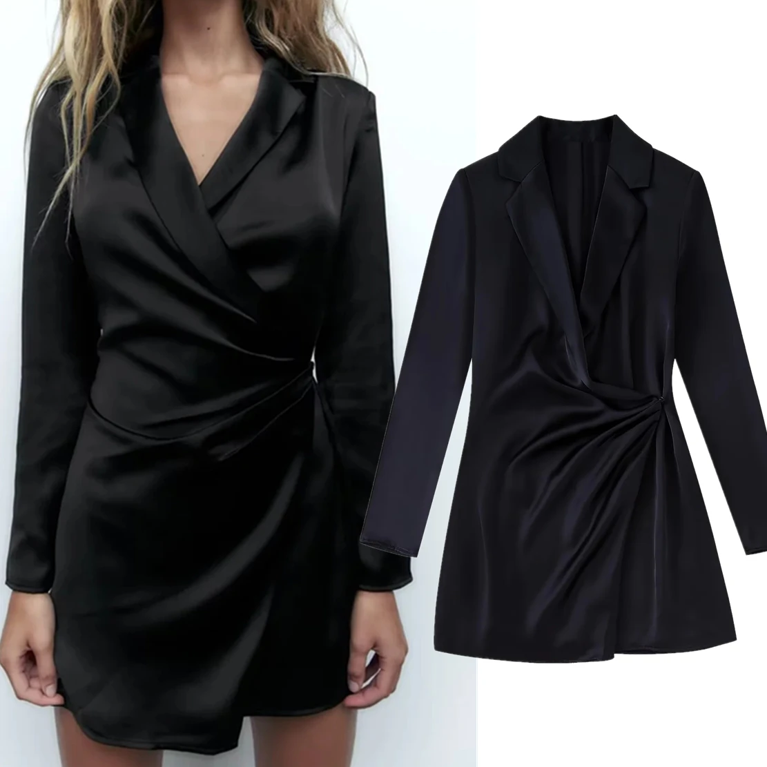 Jenny&Dave 2023 French Style Fashion Simple Satin Silk Black Dress Casual Pleated Party Mini Dress Women
Jenny&Dave 2023 French Style Fashion Simple Satin Silk Black Dress Casual Pleated Party Mini Dress Women