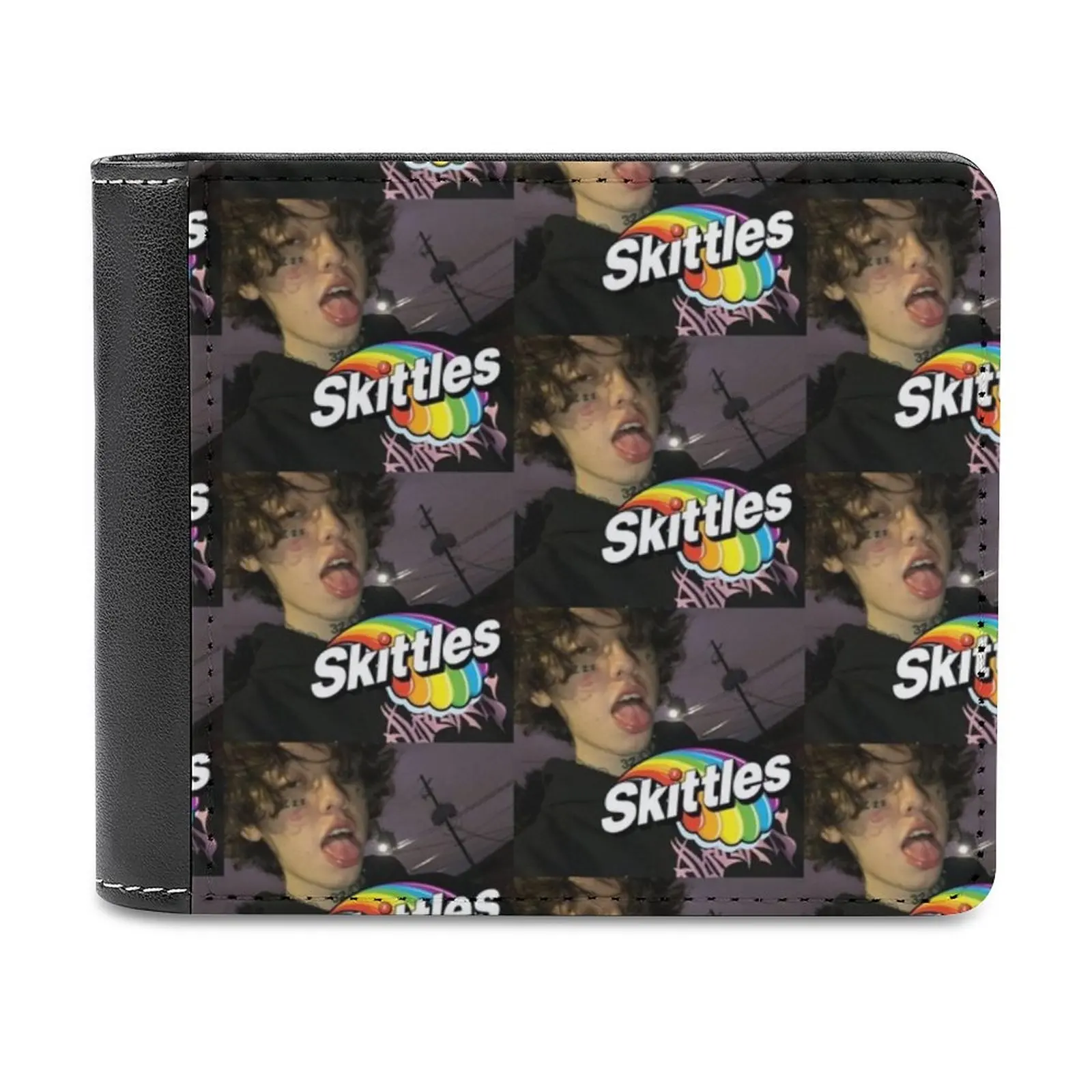 

Lil Xan Loves Skittles Leather Wallet Short Slim Male Purses Money Credit Card Holders Men Wallet Lil Xan Lil Xan Skittles