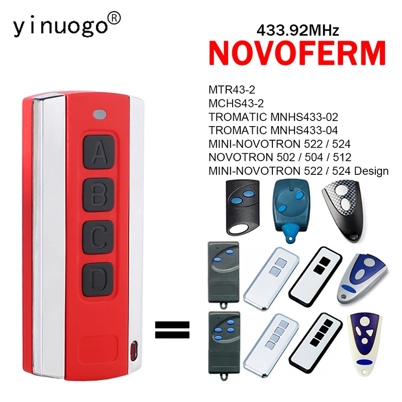 NOVOFERM MINI-NOVOTRON 522 524 DESIGN TROMATIC MNHS433 02 04 MTR43-2 MCHS43-2 Пульт дистанционного управления гаражными воротами, 433,92 МГц, плавающий код
NOVOFERM MINI-NOVOTRON 522 524 DESIGN TROMATIC MNHS433 02 04 MTR43-2 MCHS43-2 Пульт дистанционного управления гаражными воротами, 433,92 МГц, плавающий код