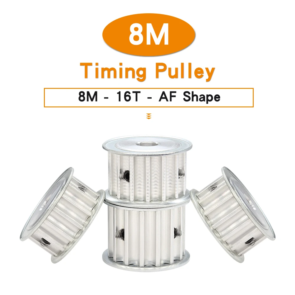 

8M-16T Timing Pulley Bore Size 8/10/12 mm Aluminum Wheels AF Shape Teeth Pitch 8 mm For 8M Width 15/20/25 mm Timing Belt
