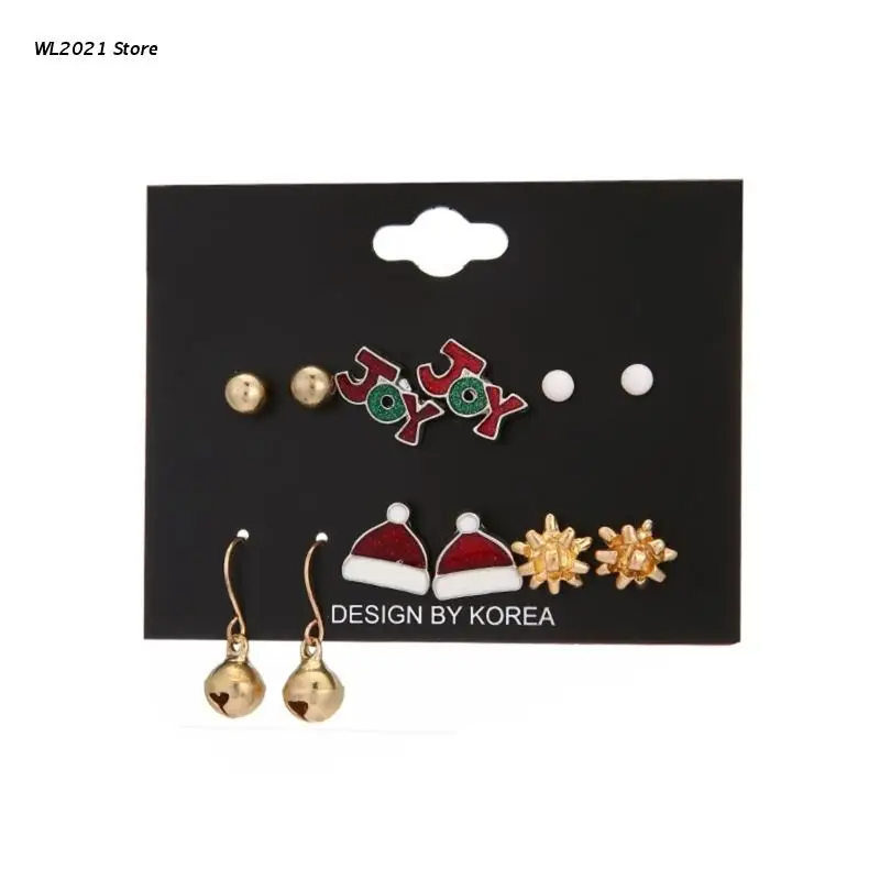 6 Pairs Cute Unique Charm Earrings Snowflakes Hats Letters Bells Ear Studs Jewelry Women Christmas Fashion Accessories
6 Pairs Cute Unique Charm Earrings Snowflakes Hats Letters Bells Ear Studs Jewelry Women Christmas Fashion Accessories