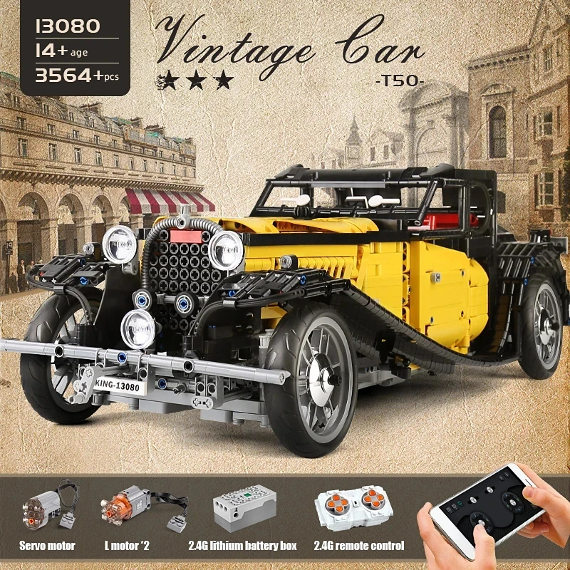 MOULD KING 13080 Technical Building Blocks The MOC T50 Vintage Car Assembly Bricks Car Model Educational Kid Toys Birthday Gifts
MOULD KING 13080 Technical Building Blocks The MOC T50 Vintage Car Assembly Bricks Car Model Educational Kid Toys Birthday Gifts