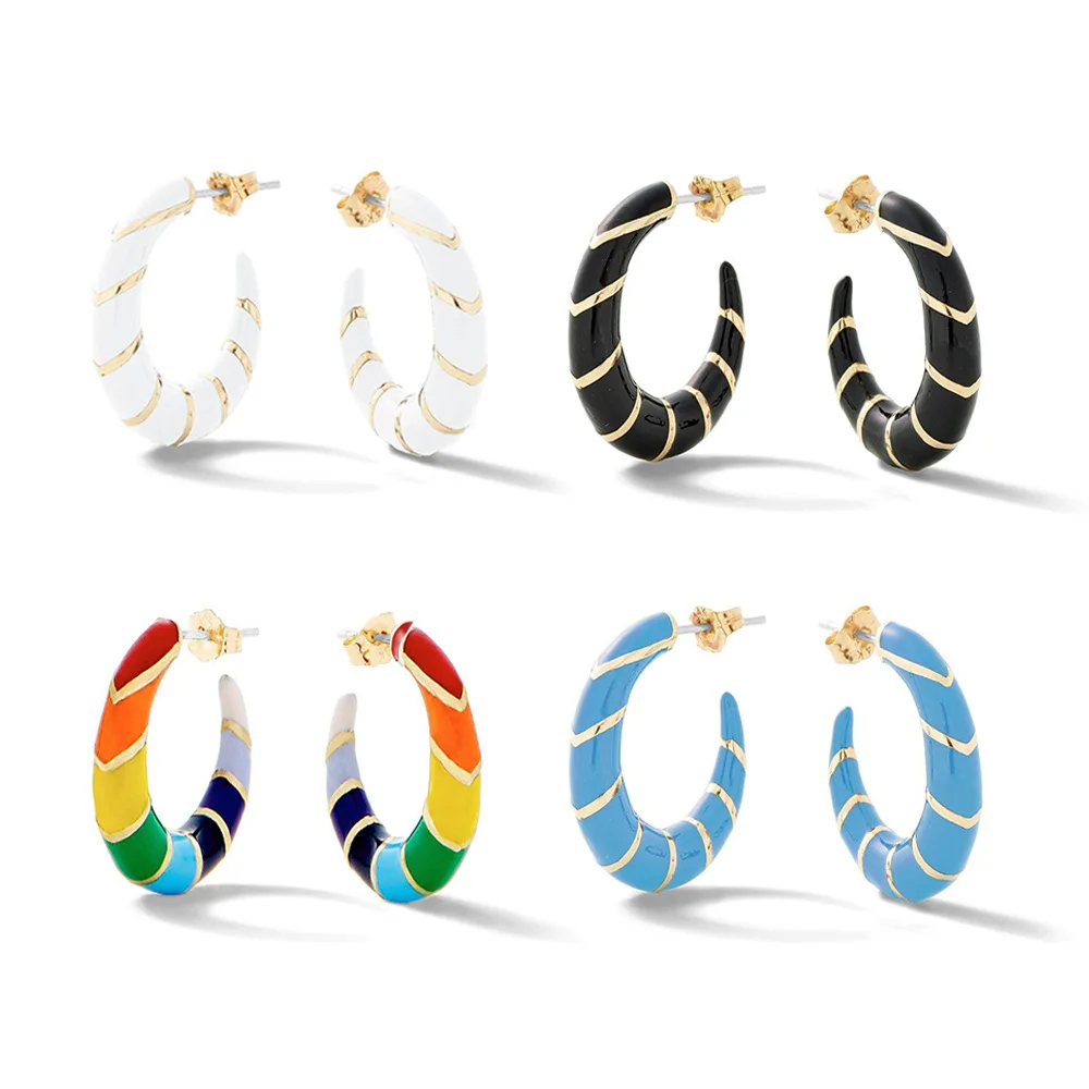 Rainbow Blue Black White Acrylic Resin C Shape Hoop Earrings For Women Fashion Jewelry Simple Geometric Circle Earings Brincos
Rainbow Blue Black White Acrylic Resin C Shape Hoop Earrings For Women Fashion Jewelry Simple Geometric Circle Earings Brincos