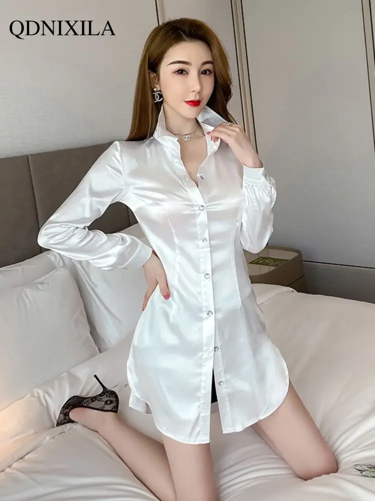Women's Shirt & Blouse Women's Extended Version High-end Sexy Silk Mid-length Shirt Elegant and Youth Woman Blouses
Women's Shirt & Blouse Women's Extended Version High-end Sexy Silk Mid-length Shirt Elegant and Youth Woman Blouses