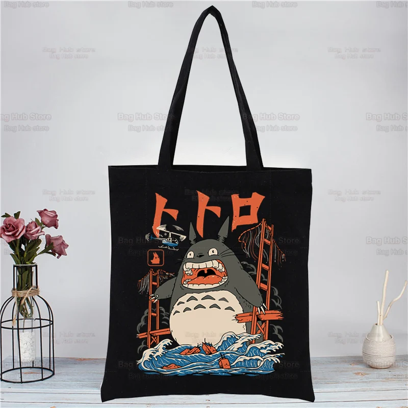 Totoro Anime Black Handbags Handbag Studio Ghibli Spirited Away Canvas Bag Miyazaki Hayao Shoulder Bag Reusable Shopping Bags
Totoro Anime Black Handbags Handbag Studio Ghibli Spirited Away Canvas Bag Miyazaki Hayao Shoulder Bag Reusable Shopping Bags