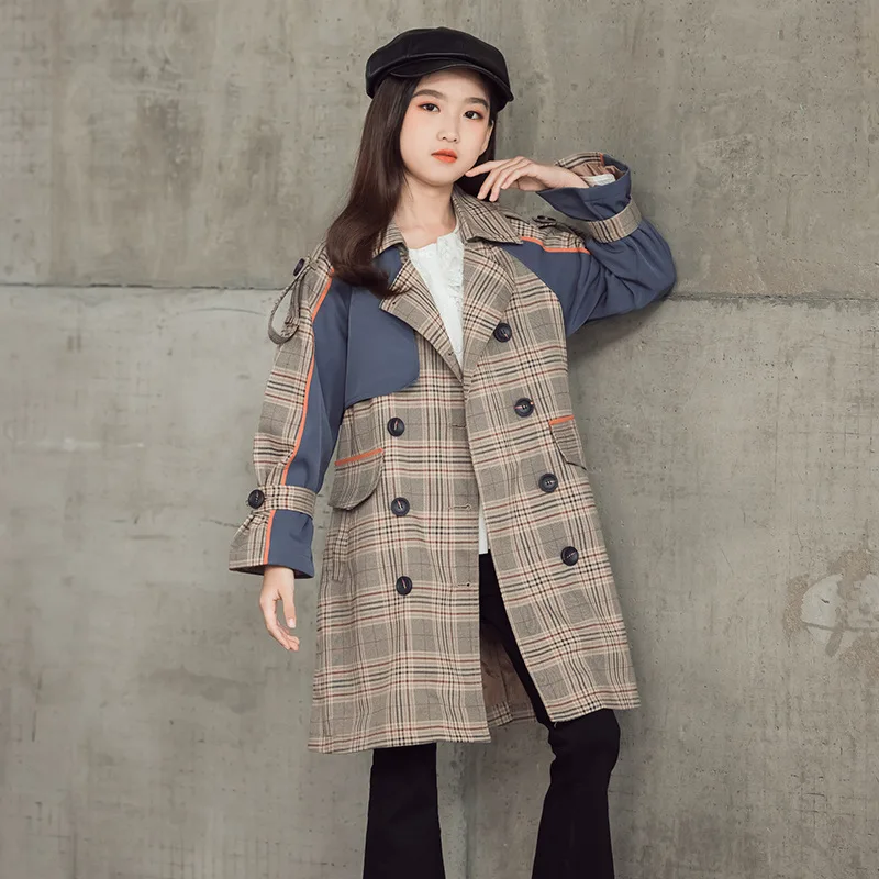 Spring Autumn Girls Plaid Trench Coat Kids Double-breasted Long Windbreaker Teenager Fashion Splicing Outerwear 6 8 10 12 13 14Y
Spring Autumn Girls Plaid Trench Coat Kids Double-breasted Long Windbreaker Teenager Fashion Splicing Outerwear 6 8 10 12 13 14Y