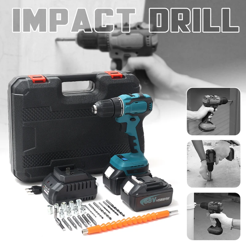1380W Electric Impact Drill Cordless Brushless Screwdriver Drill Set With Battery and Accessories Rechargable Power Tools
1380W Electric Impact Drill Cordless Brushless Screwdriver Drill Set With Battery and Accessories Rechargable Power Tools