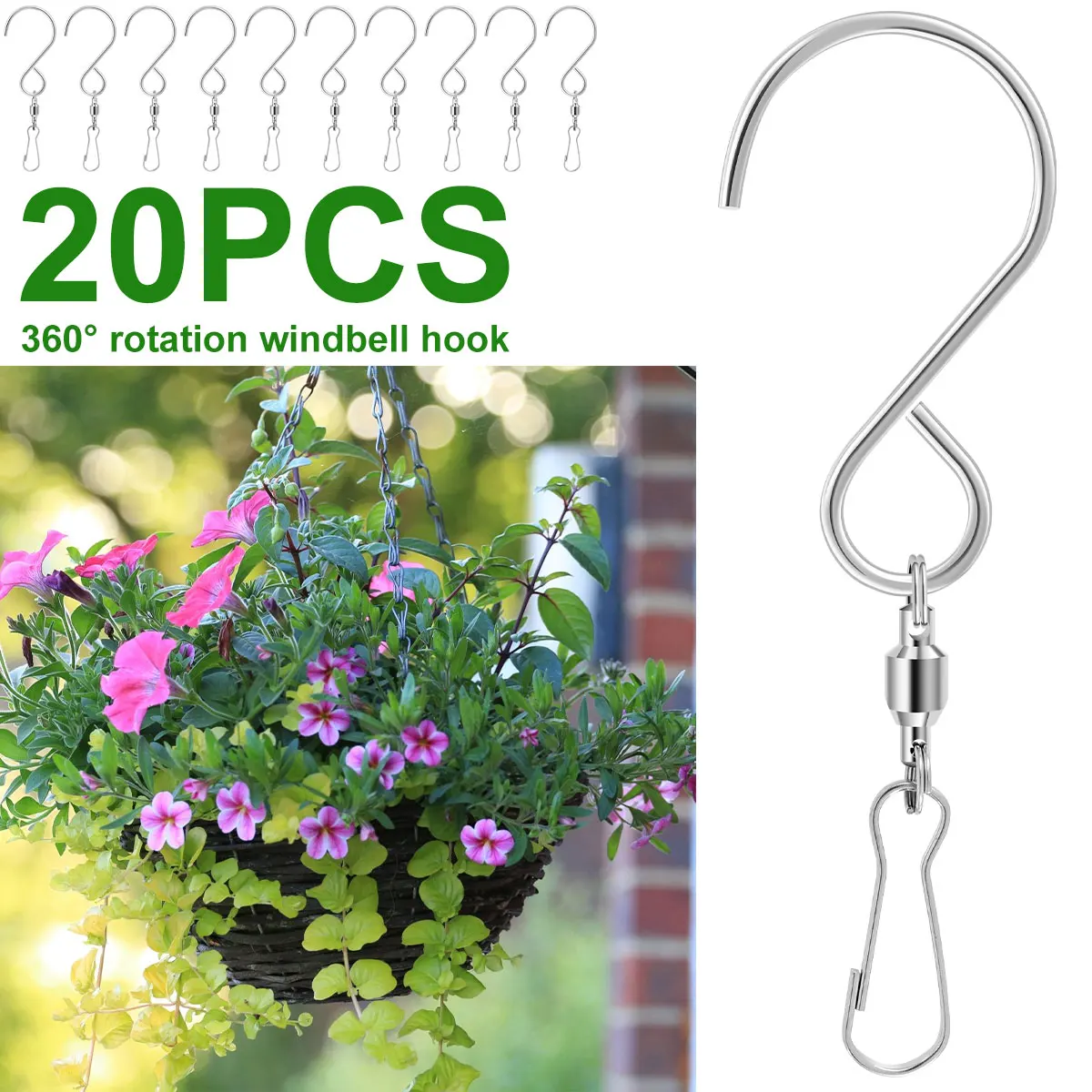 20 Pcs Wind Spinner Swivel Hook Stainless Steel 360 Degree Rotating Wind Chime Hanger Heavy-Duty Windsock Hanging Swivel Hook
20 Pcs Wind Spinner Swivel Hook Stainless Steel 360 Degree Rotating Wind Chime Hanger Heavy-Duty Windsock Hanging Swivel Hook