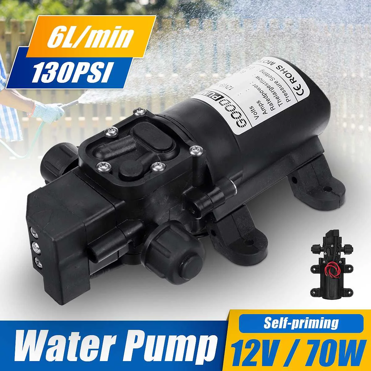 12V Electric Water Pump High Pressure Diaphragm Pump for Water Sprayer Car Wash RV Boat Marine
12V Electric Water Pump High Pressure Diaphragm Pump for Water Sprayer Car Wash RV Boat Marine